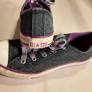 Converse Black and Purple Sparkle Sneakers